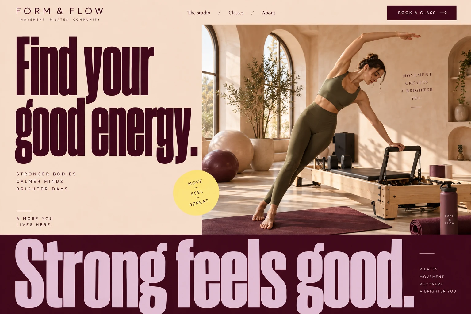 FORM and FLOW movement studio website concept